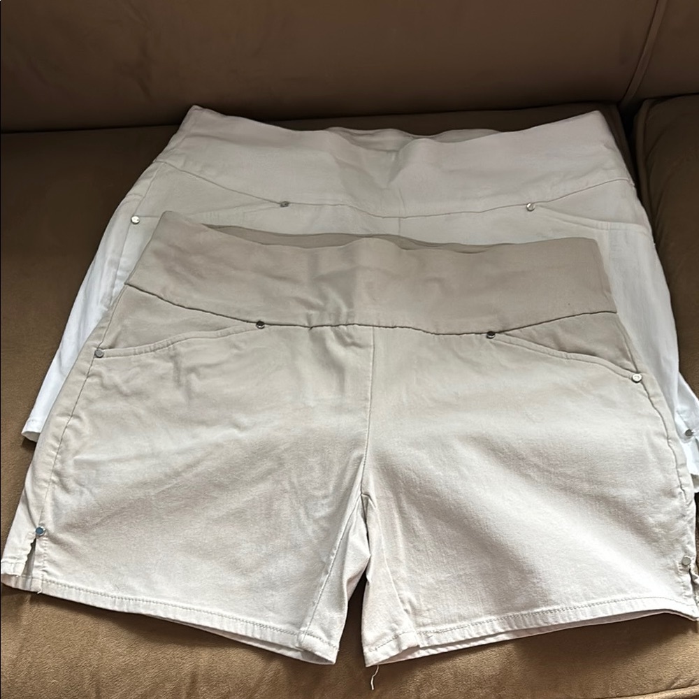 INC International Concepts High Waist Cream and White Shorts